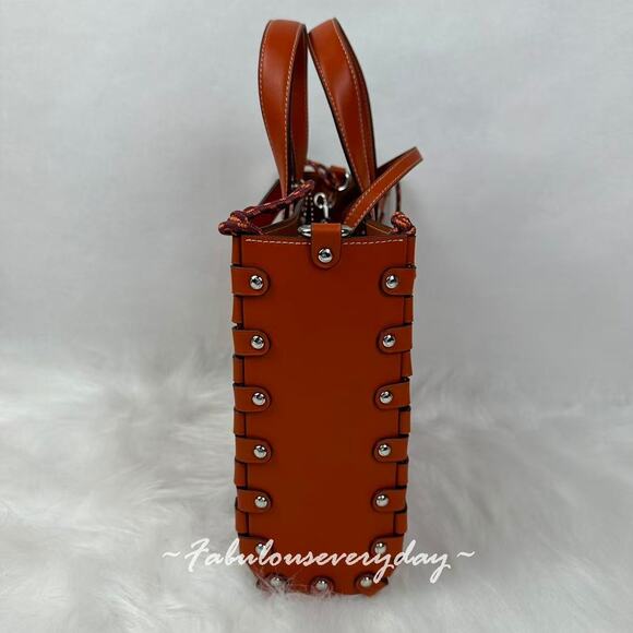 Coach Medium Re Laceable Tote In Coachtopia Leather/Deep Orange CO667 + Pouch - Picture 4 of 9
